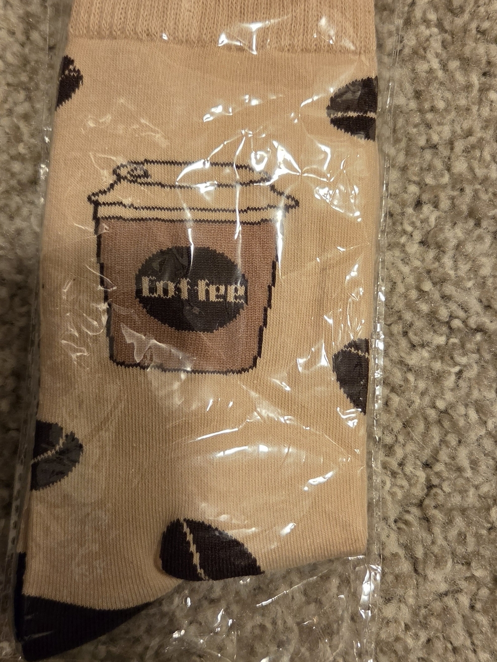 Beige Coffee Cup Patterned Women's Socks